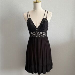 Victoria's Secret PINK Black Lace Babydoll Dress Size Small